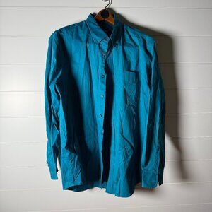 Port Authority Long Sleeve Button Down Shirt Teal Sz XL